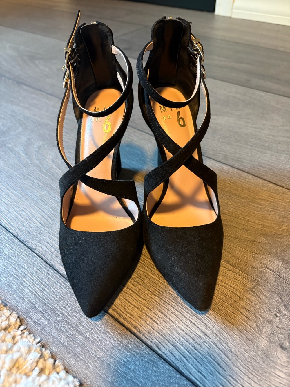 Mix No. 6 Black Crisscross Pointed-Toe Women's Heels